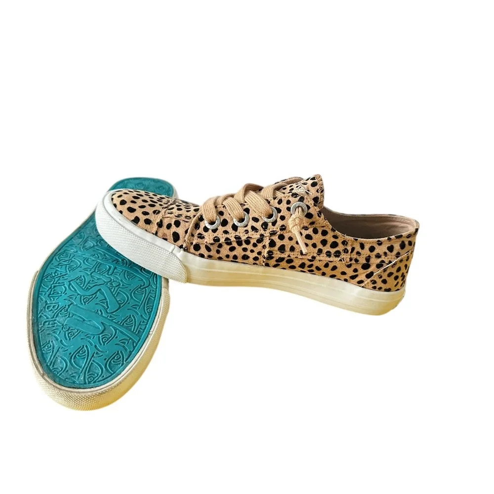 Blowfish Malibu Play Leopard Print Canvas Slip On Sneakers Tan Black Womens 7.5M